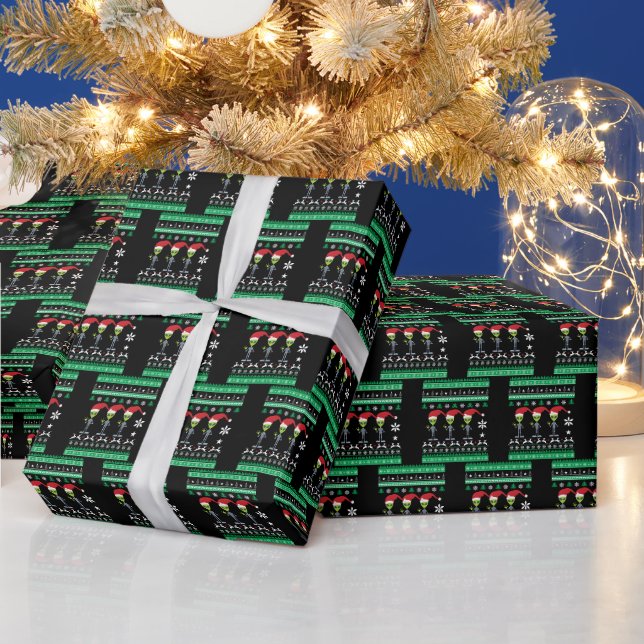 Papier Cadeau carrelage festif Noël aliens de pull moche (Vacances)