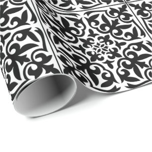 Papier Cadeau Carrelage marocain - blanc avec arrière - plan noi
