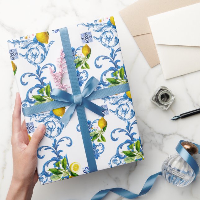 Papier Cadeau Carrelage méditerranéen, majolica, style sicilien  (Cadeaux)