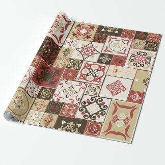 Papier Cadeau Carrelage MOTIF de style marsala-marron-beige maro