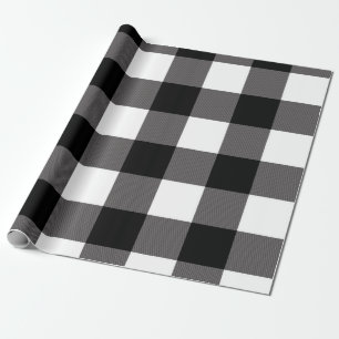 Papier Cadeau Carrés à carreaux noir et blanc Buffalo Plaid