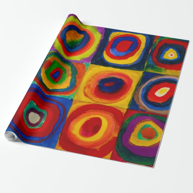 Papier Cadeau Carrés avec cercles, Abstraits, Wassily Kandinsky (Déroulé)