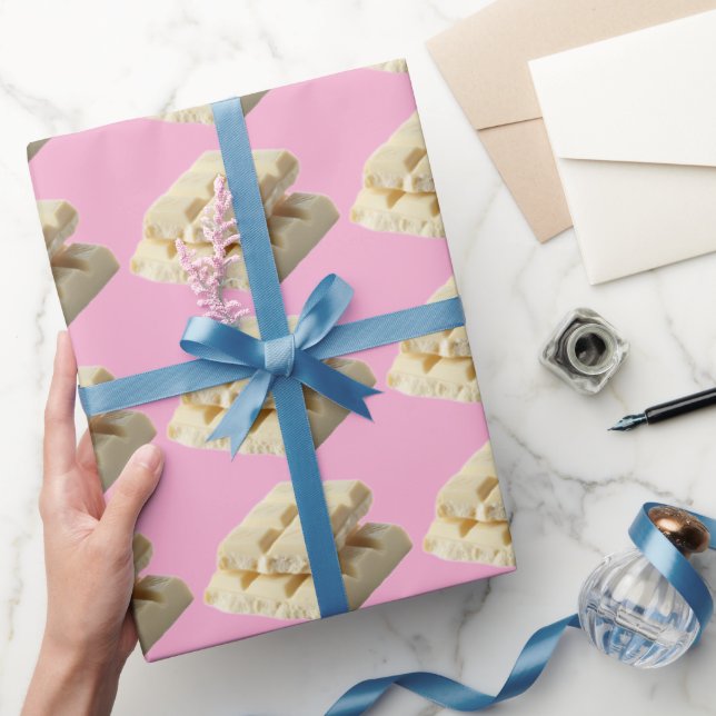 Papier Cadeau Carrés de Chocolat Blanc Délicieux Motif – Sucré  (Cadeaux)