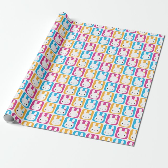 Papier Cadeau Carrés de Kawaii Bunny (Déroulé)