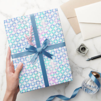 Papier Cadeau Carrés graphiques rose et bleu
