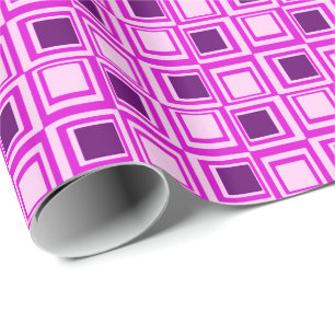 Papier Cadeau Carrés modernes, rose, orchidée et violet