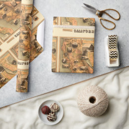 Papier Cadeau Carte ancienne restaurée de Californie, 1885