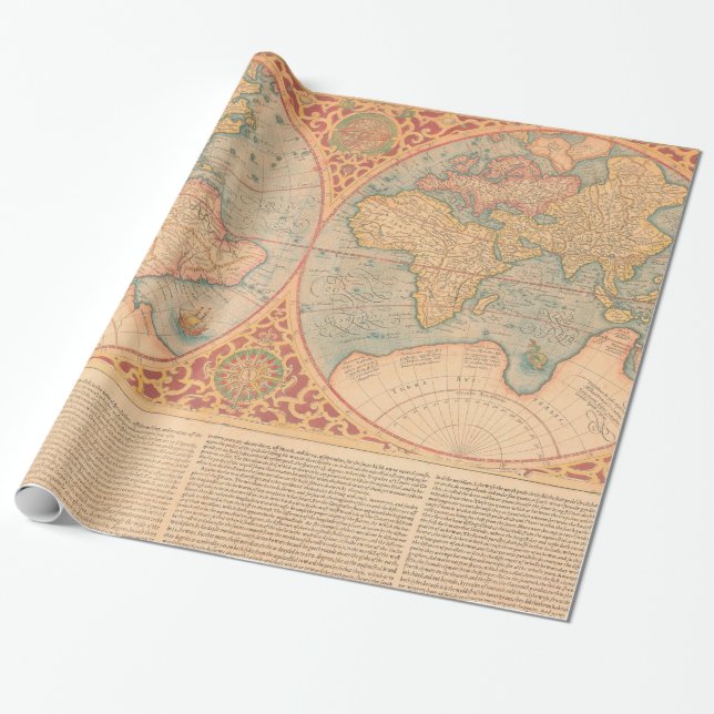 Papier Cadeau Carte antique - Terrae Compendiosa Descritio (Déroulé)