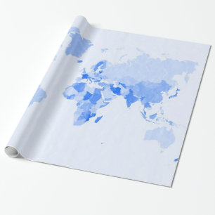 Papier Cadeau Carte bleu-clair chiffonnée du monde
