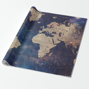Papier Cadeau Carte céleste violette de l'ancien monde