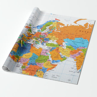 Papier Cadeau Carte colorée de voyage