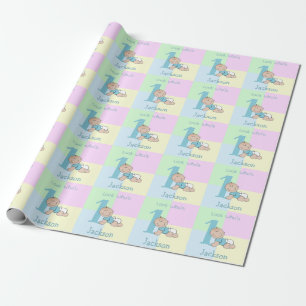 Papier Cadeau Carte d'anniversaire de naissance du bébé en caric