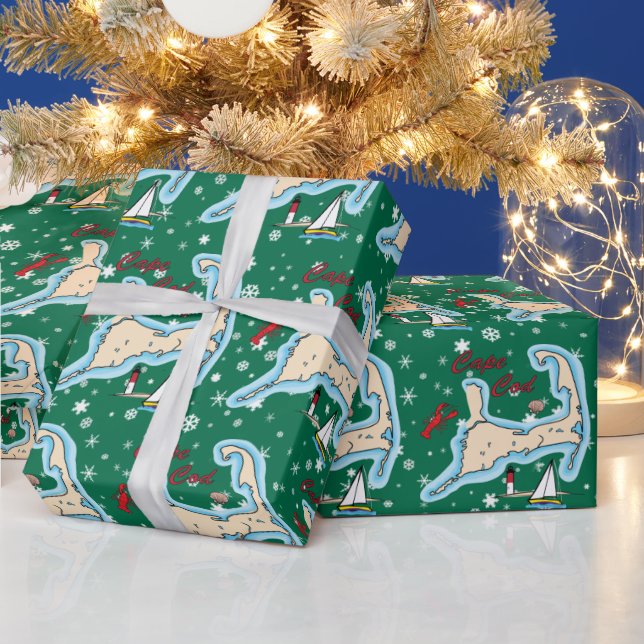 Papier Cadeau Carte de Cape Cod Homard Voilier coque Noël (Vacances)