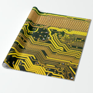 Papier Cadeau carte de circuits informatiques, abstraite, a