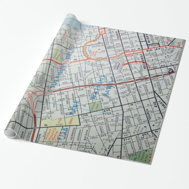 Papier Cadeau Carte de cru de NASHVILLE (Déroulé)