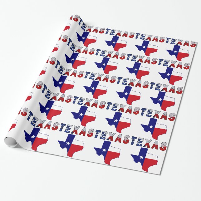 Papier Cadeau Carte de drapeau du Texas avec le Texas (Déroulé)