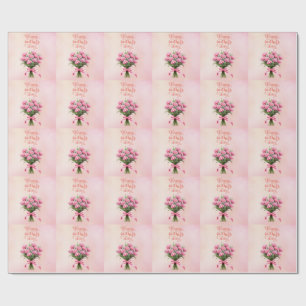 Papier Cadeau Carte de fête des mères avec Œillet rose