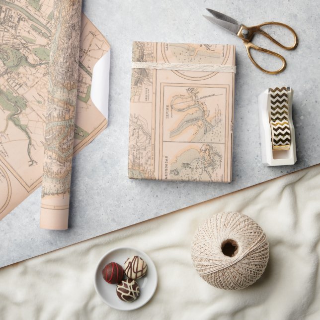 Papier Cadeau Carte de la côte ouest et des villes de l'ancienne (Artisanat)