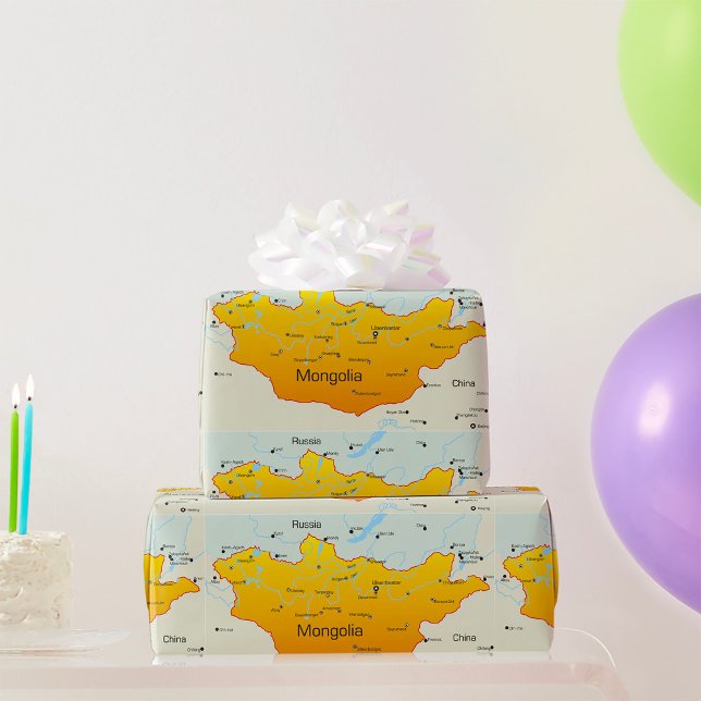 Papier Cadeau Carte de la Mongolie (Créateur téléchargé)