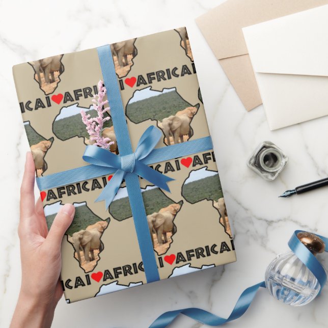 Papier Cadeau Carte de l'Afrique du coeur Herd d'éléphants noirs (Cadeaux)