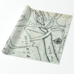 Papier Cadeau Carte de l'entrée Ocracoke - Blackeard's Anchoring