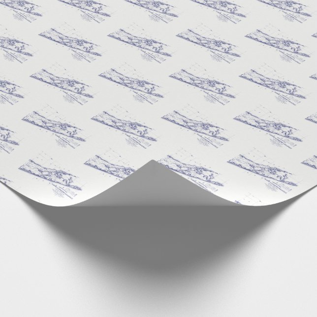 Papier Cadeau Carte de Long Island The Hamptons (Coin)