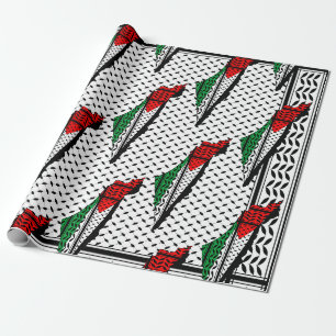 Papier Cadeau Carte de Palestine avec drapeau et Motif Keffiyeg