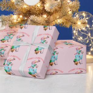 Papier Cadeau Carte de vœux de Noël pour femme vintage 1950