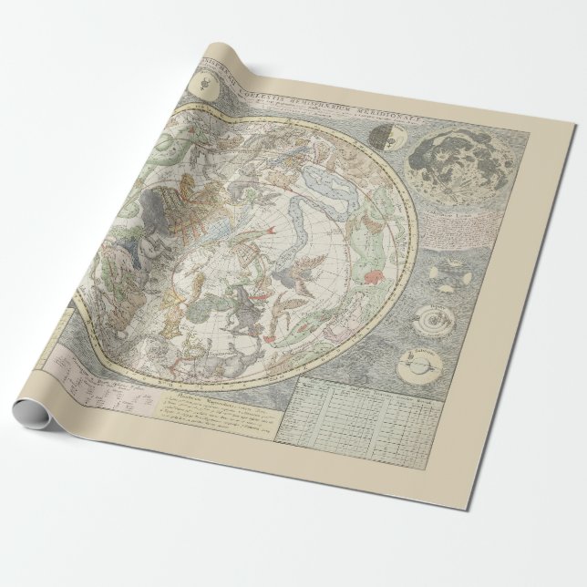 Papier Cadeau Carte des étoiles célestes Constellation zodiaque  (Déroulé)