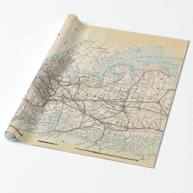 Papier Cadeau Carte des rois, Queens, Long Island (Déroulé)