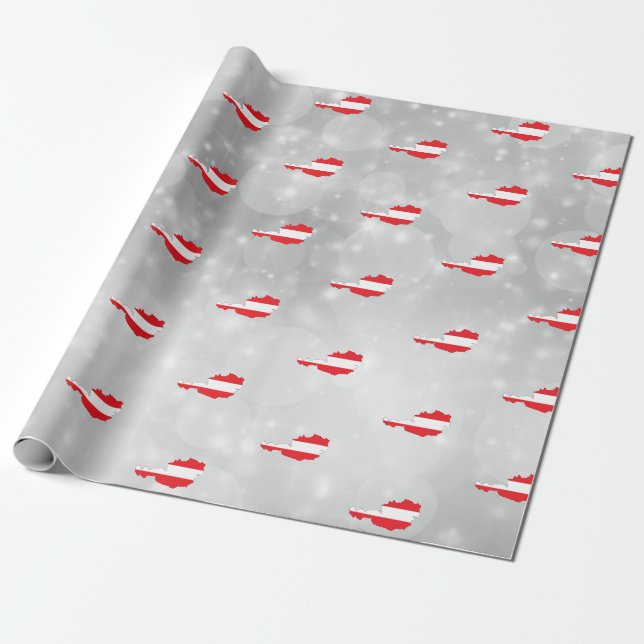 Papier Cadeau Carte du drapeau autrichien (Déroulé)