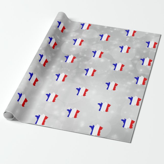 Papier Cadeau Carte du drapeau français (Déroulé)