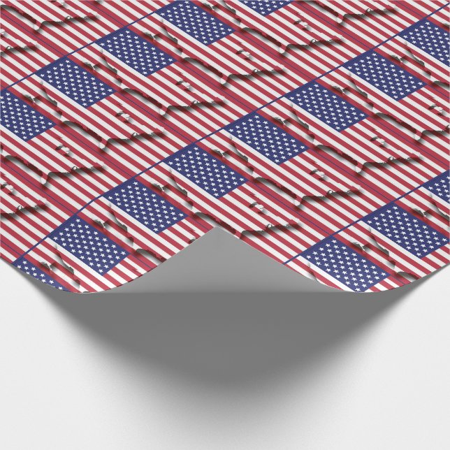 Papier Cadeau Carte du Drapeau Patriotique USA America (Coin)