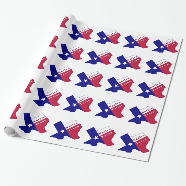 Papier Cadeau Carte du drapeau texan natif (Déroulé)
