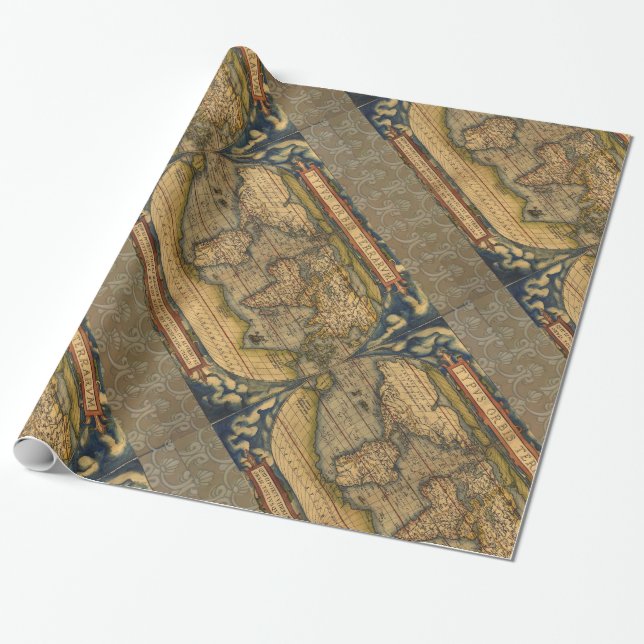 Papier Cadeau Carte du monde Antique Ortelius Europe Voyage (Déroulé)
