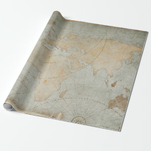 Papier Cadeau Carte du monde vintage Pale Blue Decoupage Craft