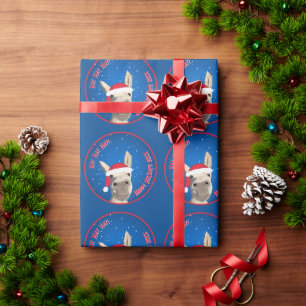 Papier Cadeau Carte Funny Donkey Père Noël Pun 2024 Holiday