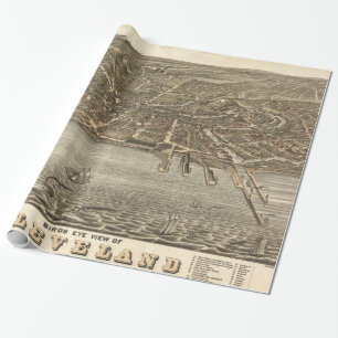 Papier Cadeau Carte imagée vintage de Cleveland (1877)