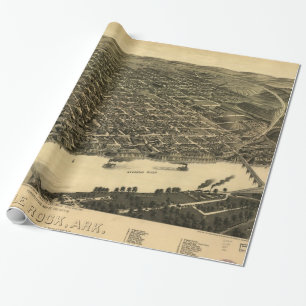 Papier Cadeau Carte imagée vintage de Little Rock (1887)