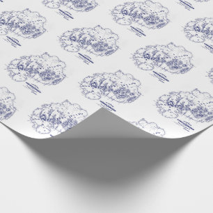 Papier Cadeau Carte MN de l'île du désert vintage Stylisé bleu