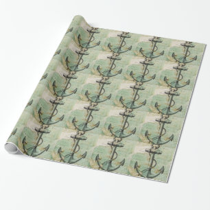Papier Cadeau Carte nautique antique avec l'Ancre