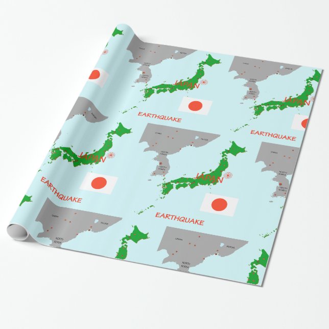 Papier Cadeau Carte sismique du séisme au Japon (Déroulé)