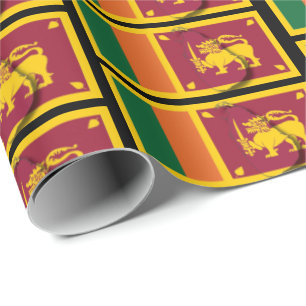 Papier Cadeau Carte SRI LANKA  Drapeau sri-lankais