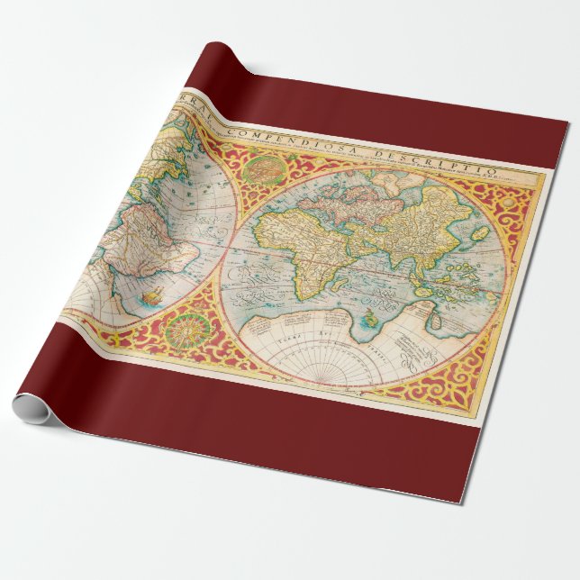 Papier Cadeau Carte vintage (Déroulé)