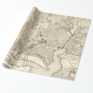 Papier Cadeau Carte vintage de DC de Washington (1900)