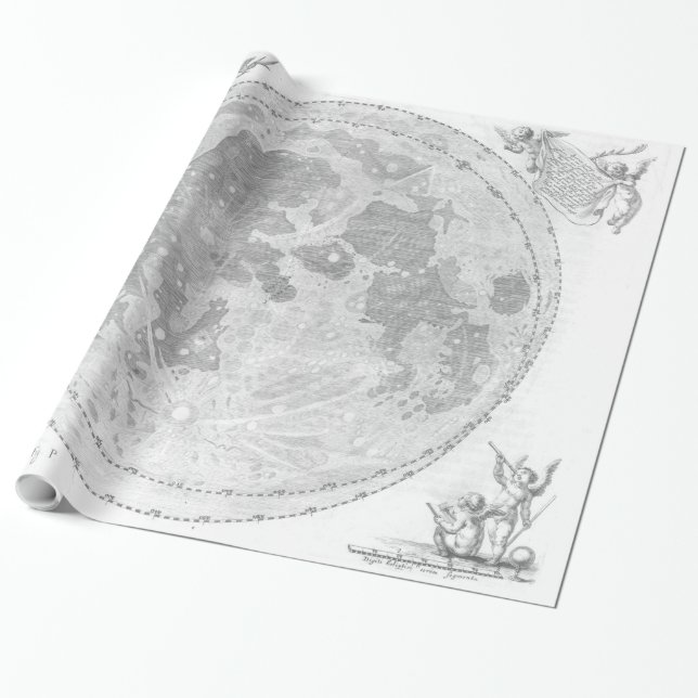 Papier Cadeau Carte vintage de la Lune (1647) (Déroulé)