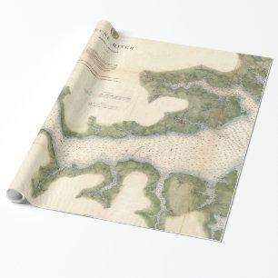 Papier Cadeau Carte vintage de la rivière de Neuse (1874)