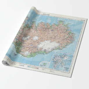 Papier Cadeau Carte vintage de l'Islande