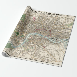 Papier Cadeau Carte Vintage de Londres Angleterre (1853)