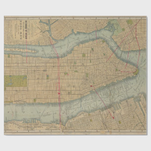 Papier Cadeau Carte vintage de New York City Manhattan